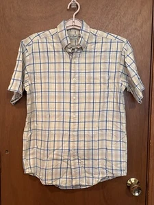 L.L. Bean Mens Short Sleeve Yellow Blue Plaid Button Down Shirt Sleeve Shirt S - Picture 1 of 3
