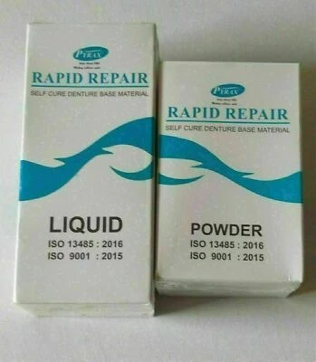 PYRAX Dental Rapid Repair Self Cure Liquid 100ml & Powder 100 gm For Acrylic Denture