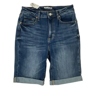 Sonoma Bermuda Jean Shorts Women’s Size 8 Blue Medium Wash High-Waist - Picture 1 of 6