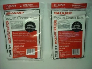 2 Paquetes de 3 ORIGINALES Sharp EC-O3 PU2 TODAS VERTICALES Aspiradora Bolsas Paquete Bolsa - Imagen 1 de 1