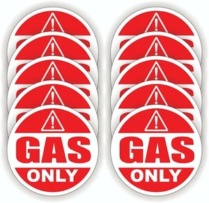 Paquete de 10 calcomanías adhesivas de vinilo redondas SOLO GASOLINA | Gas Diesel Combustible Fluido 2 pulgadas - Imagen 1 de 1