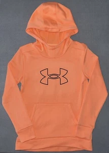 UNDER ARMOUR Girls' Fleece Big Logo Hoodie Bubble Peach Orange Black YMD 1380996 - Picture 1 of 9