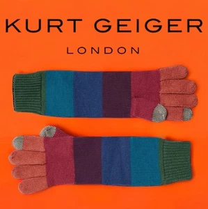 Kurt Geiger London Womens Rainbow Cotton Tech Gloves Size S/M Multicolored NWT - Picture 1 of 6