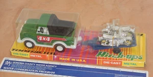 ORIGINAL 1970s TOOTSIETOY HITCH-UPS, SUBARU, 2 MOTORCYCLES & TRAILER , NOS - Picture 1 of 6