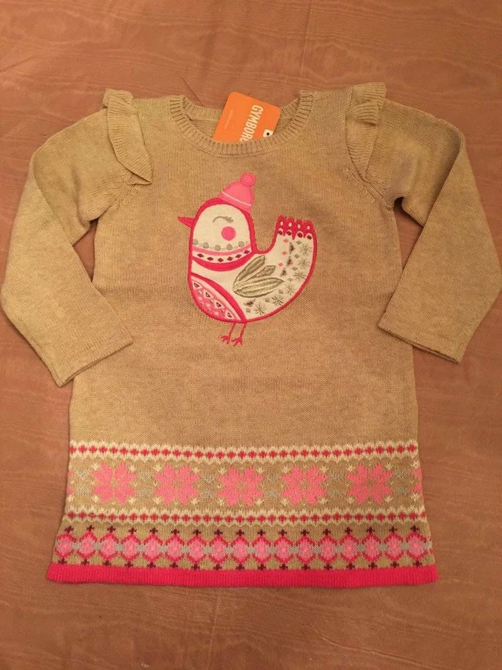 Gymboree Fair Isle Sweater Dress Appliqued Hen Baby Girl 2T or 5T NWT - Image 1 of 1