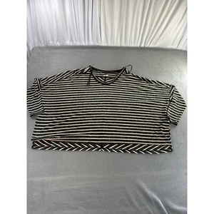 We The Free Striped Black/Tan Top Blouse Long Sleeve Loose Sz XS - Picture 1 of 9