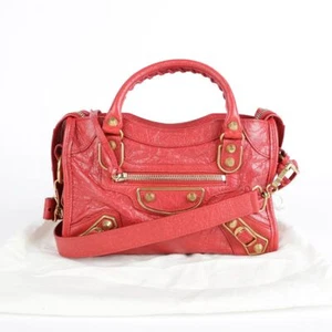 Balenciaga Mini Red Leather Metallic Edge City Tote and Shoulder Bag 390160 - Picture 1 of 13