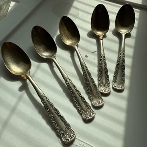 1835 R Wallace 5er Set versilberte Löffel - Blumenmuster - Bild 1 von 2