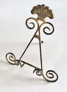 Vintage Antiqued Gold Metal Scroll Picture Art EASEL Holder Display Stand - Picture 1 of 7