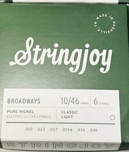 Stringjoy Broadways 10-46 Corde per chitarra elettrica Classic Light Pure Nickel 2-Pk - Foto 1 di 1