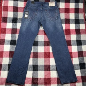 True Religion Jeans Herren 32x34 Ricky Single Needle Relaxed Straight Dark Wash Neu mit Etikett - Bild 1 von 12