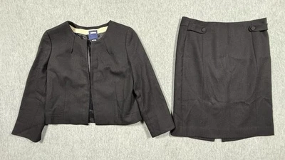 J.Crew Suit Jacket Pencil Skirt Women 6 Jacket Skirt 4 Black 100% Wool Fall 08 - Image 1 of 4