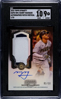 2023 Topps Dynasty Manny Machado #DAPB-MM1 Patch Vertical SGC 9 Auto 10 - Image 1 of 2