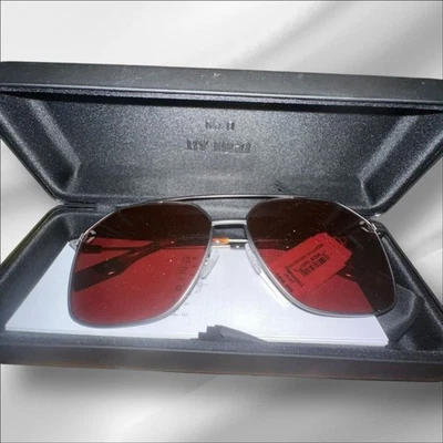 Nuevo en Paquete Alexander McQueen MCQ Plateado Unisex 59mm Gafas de Sol Aviador Rutenio Violeta Foto 1 de 4