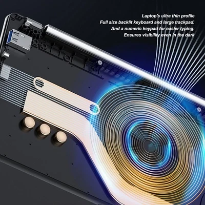 15.6 Inch Laptop for Win 11 with Fingerprint Backlit Keyboard 2K IPS Notebook PC - Image 1 of 4