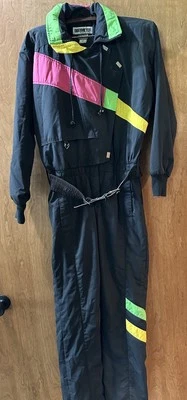 Retro Obermeyer Ski Suit Ladies Size 8 Black Vented Thinsulate Snowsuit - Image 1 of 4