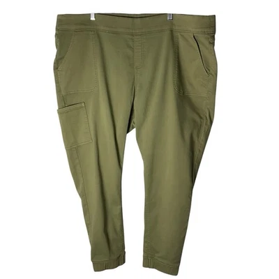Denim & Co. Pantalones Jogger Carga Tejido Cómodo A392104 Verde Talla Grande 2X NUEVO Foto 1 de 4