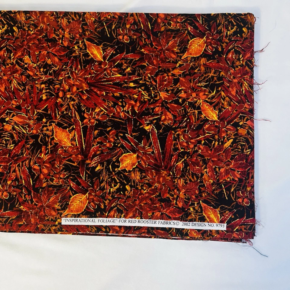 Vtg Red Rooster Fabric Quilt Cotton 3 Yds Inspirational Foliage 2002 #9793 44"W - Image 1 of 3