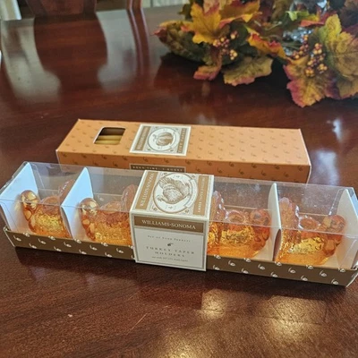 Set Of 4 Willams And Sonoma Glass Turkey Candle Holders With 12 Bees Wax Candles - Image 1 of 4