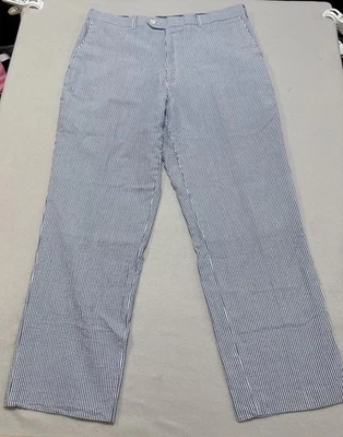 Pantalones Alan River Seersucker para hombre 38x28 (etiqueta 40x30) algodón a rayas costero Foto 1 de 4