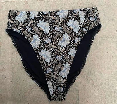 Bikini Old Navy para mujer negro floral cintura alta parte inferior de natación descarado talla grande Foto 1 de 4