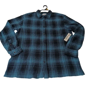 Winter Herbst Langarm strukturiert kariert Kragen Baumwolle Hemd Herren Größe Large - Bild 1 von 16