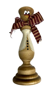 Vintage 1998 Rustikal Türkei Handbemalt Holz Kerzenständer Halter Signiert 7 in H - Bild 1 von 8