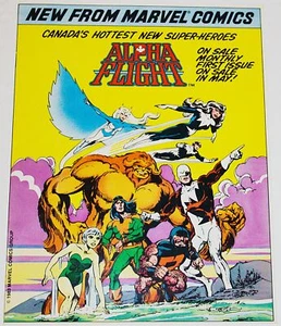 Póster promocional avanzado Alpha Flight Marvel Comics 1983 arte John Byrne BONITA COPIA - Imagen 1 de 2