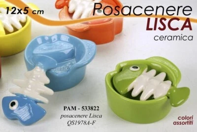 GICOS SRL Posacenere da Tavolo in Ceramica Lisca di Pesce 12 x 5 cm 4 Colori