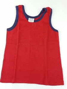 Vtg Retro 1970s Sears Boys Perma Prest Red Blue Tank Top Kids Size 10 - Picture 1 of 4