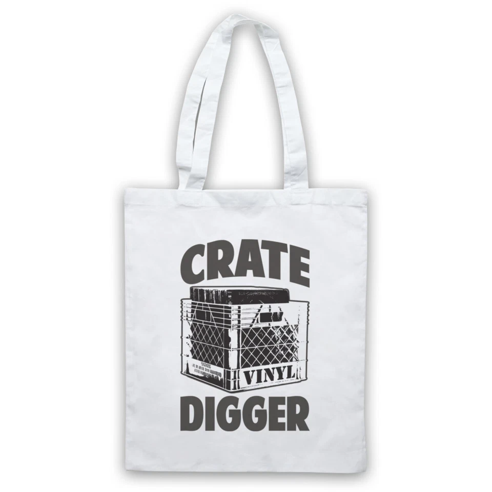 CRATE DIGGER VINYL RECORD STORE DAY COLLECTOR DJ RETRO TOTE BAG LIFE SHOPPER - Image 1 of 1