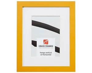 Craig Frames Confetti, 0.875" Yellow Solid Wood Picture Frame With a Single Mat - Picture 1 of 8