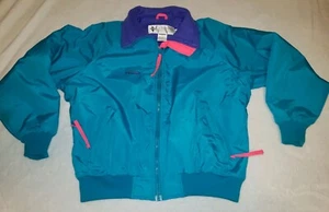 Vintage 90s Columbia Ski Jacket Women’s Sz Medium Teal Pink Purple Full Zip Coat - Picture 1 of 7