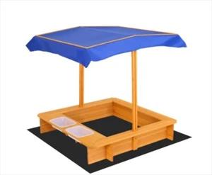 Keezi Kids Canopy Sandpit Outdoor Toys Wooden Play Sand Pit Water Box - Picture 1 of 1