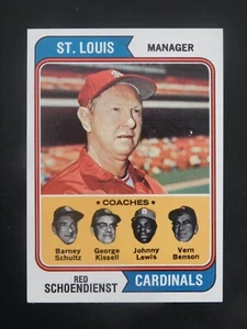 Tarjeta de béisbol Topps #236 roja Schoendienst 1974 (casi nueva) - Imagen 1 de 2