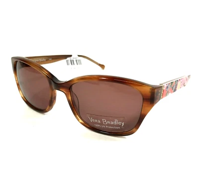 Vera Bradley Sunglasses VB Maria Coral Floral CLF Cat Eye Frames Brown Lenses - Image 1 of 4