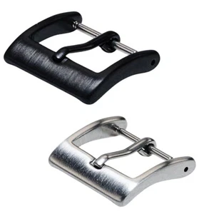 Correa de reloj hebilla acero inoxidable cierre correa repuesto plata y negro 16-22 mm - Imagen 1 de 9