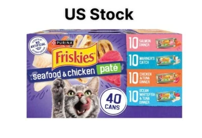 Purina Friskies Soft Seafood and Chicken Pate Variety Pack, Wet Cat Food, 40 can