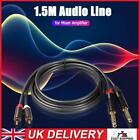 4.9ft Dual 1/4 inch Mono Male to 2 RCA Male Adapter Cable for Mixer Amplifier