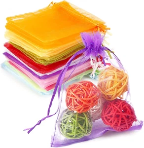 100PCS Organza Gift Bags, 4X4.72 Mixed Color Wedding Favor Bags with Drawstring, - Picture 1 of 7