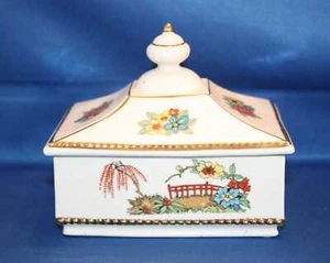 Vintage Erphila Porcelain Rectangle Floral Lidded Box Germany Jewelry / Trinket - Picture 1 of 10