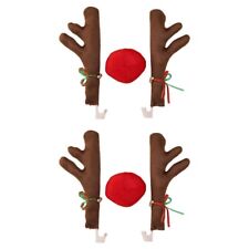  Set of 2 Car Antlers with Nose Vehicle and Xmas Red Christmas