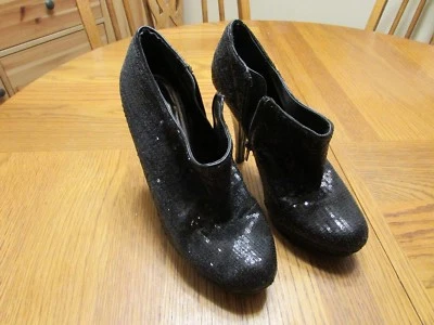 Botines OLSENBOYE Negro Lentejuelas Bling Plataforma Tacones de Aguja Talla 9.5M Foto 1 de 4
