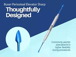 Ascensor de periostio quirúrgico dental azul titanio mango hueco herramienta CE - Imagen 1 de 3
