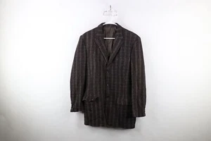 Vintage 50s 60s Streetwear Mens 40L Striped Wool Tweed Suit Jacket Blazer USA - Picture 1 of 16