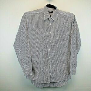 Damon Cotton Collection Men's XL Tall Button Up Shirt Blue/White Stripe Pattern