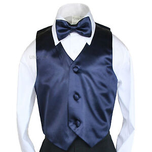 Pick Color Satin & Bow Tie Vest Set for Boys Teens Formal Tuxedo Suits 4T-20