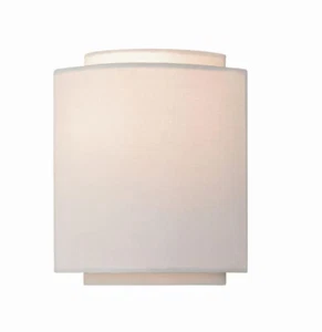 VAXCEL Burnaby 1 Light Gold Mid-Century Modern Flush Wall Sconce White Linen - Picture 1 of 3