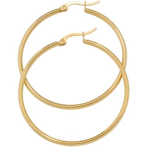 Paar Ohrringe Creolen 43,7mm Ohrschmuck rund, Edelstahl vergoldet Damen - Picture 1 of 1