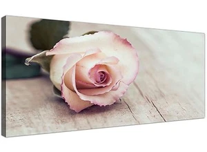 Vintage Shabby Chic French Rose - Cream Floral Canvas Modern 120cm Wide - 1278 - Picture 1 of 4